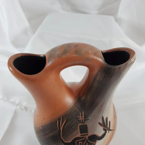 Cedar Mesa Native American Made Pottery Anasazi Rock Art Sandstone Wedding Vase - Picture 3 of 10